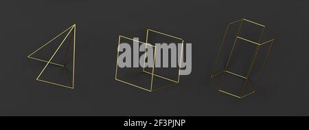 Ensemble de primitives géométriques filaires abstraites . Conception minimale. illustration 3d Banque D'Images