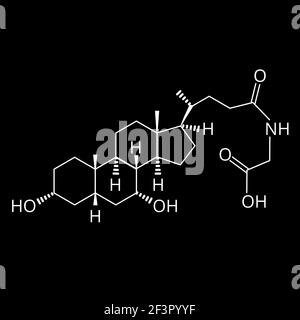 Acide glycolique. Acide biliaire. Formule moléculaire chimique acide glycolique. Illustration vectorielle sur un arrière-plan isolé Illustration de Vecteur