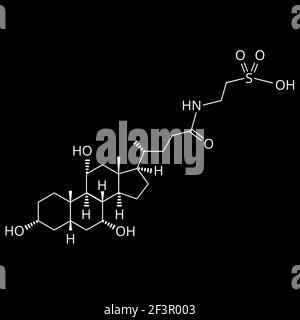 Acide taurocholique. Acide biliaire. Formule moléculaire chimique acide taurocholique. Illustration vectorielle sur un arrière-plan isolé Illustration de Vecteur