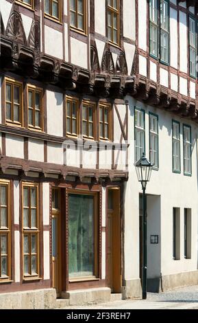 Façade de maison à pans de bois, Quedlinburg, Saxe-Anhalt, Allemagne Banque D'Images
