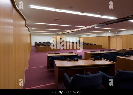 HÔTEL DE VILLE DE YAMANASHI, immeuble de bureaux du gouvernement, intérieur de la salle de réunion au 2ème étage Banque D'Images