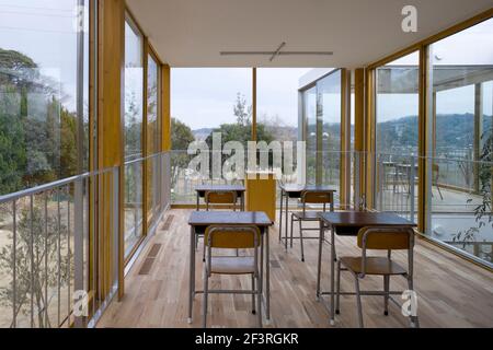 HONGODAI ÉCOLE et MATERNELLE DE L'ÉGLISE, ?Ecole de l'église, vue de la salle de classe pour les élèves de 4 e année au 2ème étage Banque D'Images
