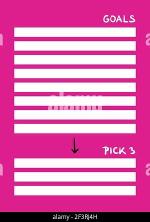 Liste des objectifs à faire sur l'esquisse d'arrière-plan rose Illustration de Vecteur