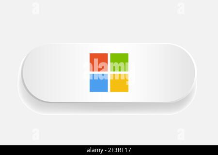 Logo Microsoft sur le bouton blanc. Illustration de Vecteur