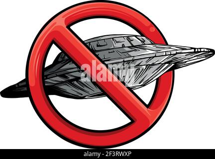 ovni avec symbole de l'illustration du vecteur d'interdiction Illustration de Vecteur