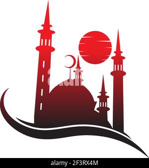 Logo islamique, illustration du modèle vectoriel de conception d'icône de mosquée Illustration de Vecteur