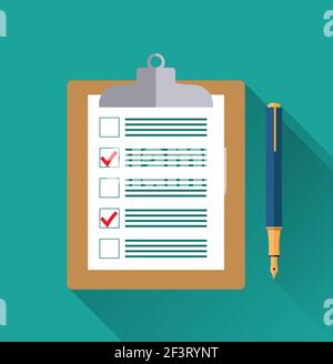 Presse-papiers avec formulaire de liste de contrôle vierge, Illustration de Vecteur