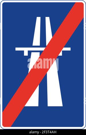 Signal de circulation rectangulaire en bleu et blanc, isolé sur fond blanc. Panneau de sortie d'autoroute Illustration de Vecteur