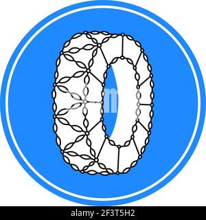 Signal de circulation arrondi en bleu et blanc, isolé sur fond blanc. Obligatoire pour l'utilisation de chaînes à neige Illustration de Vecteur