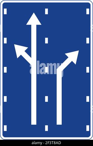 Signal de circulation rectangulaire en bleu et blanc, isolé sur fond blanc. Signalisation des voies Illustration de Vecteur