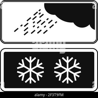 Panneaux complémentaires rectangulaires avec icônes neige et pluie, isolés sur fond blanc. Illustration de Vecteur