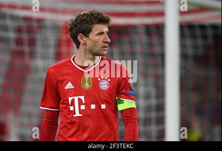 Munich, Allemagne. 17 mars 2021. Football: Ligue des Champions, Bayern Munich - Lazio Roma, knockout round, round de 16, deuxième jambes à l'Allianz Arena. Thomas Müller de Munich. Credit: Sven Hoppe/dpa/Alay Live News Banque D'Images