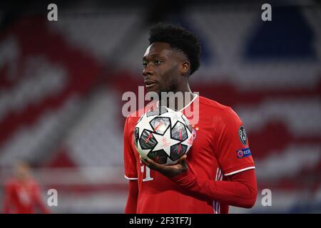 Munich, Allemagne. 17 mars 2021. Football: Ligue des Champions, Bayern Munich - Lazio Roma, knockout round, Round de 16, second legs à Allianz Arena. Alphonso Davies de Munich. Credit: Sven Hoppe/dpa/Alay Live News Banque D'Images