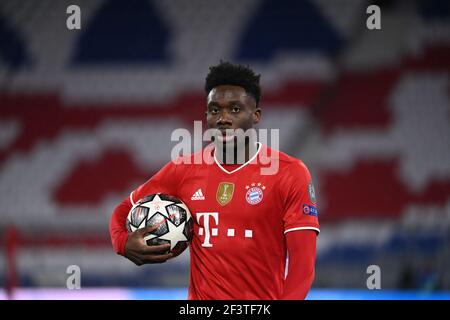 Munich, Allemagne. 17 mars 2021. Football: Ligue des Champions, Bayern Munich - Lazio Roma, knockout round, Round de 16, second legs à Allianz Arena. Alphonso Davies de Munich. Credit: Sven Hoppe/dpa/Alay Live News Banque D'Images