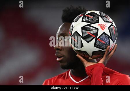 Munich, Allemagne. 17 mars 2021. Football: Ligue des Champions, Bayern Munich - Lazio Roma, knockout round, Round de 16, second legs à Allianz Arena. Alphonso Davies de Munich. Credit: Sven Hoppe/dpa/Alay Live News Banque D'Images