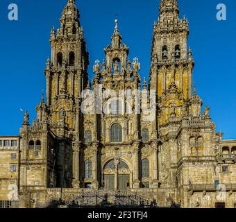 La Cathédrale de Saint-Jacques-de-Compostelle au coucher du soleil, 25 juillet 2010, Espagne Banque D'Images