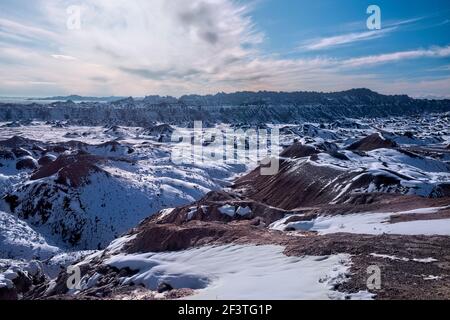 Badlands National Park in winter, South Dakota, U.S.A Banque D'Images