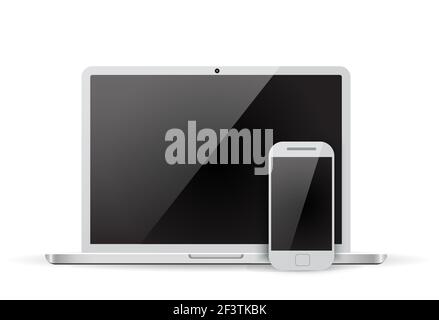 Définir l'ordinateur portable et le téléphone portable Illustration de Vecteur