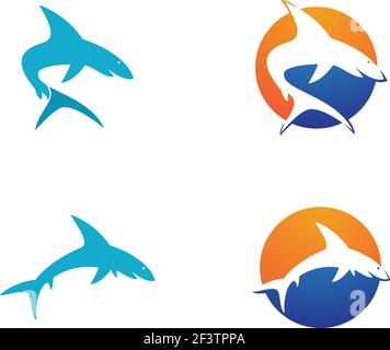 Modèle de logo Shark, illustration d'icône vectorielle Illustration de Vecteur
