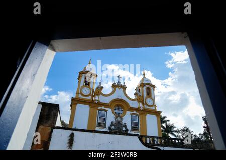 Vue sur Tiradentes depuis l'église mère de Santo Antonio La ville touristique de Tiradentes à Minas Gerais Banque D'Images