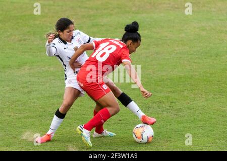 Moron, province de Buenos Aires, Argentine. 17 mars 2021. SPORTS.- 17 mars 2021. Moron, Buenos Aires, Argentine.- Corinthiens (Brésil) et America de Cali (Colombie) jouent la demi finale féminine de football CONMEBOL Copa Libertadores, au stade Deportivo Moron de Moron, province de Buenos Aires, Argentine, le lundi 17 mars, 2021. Credit: Julieta Ferrario/ZUMA Wire/Alay Live News Banque D'Images