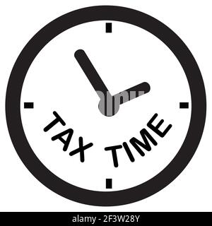 icône heure de taxe sur fond blanc. logo taxes d'état. style plat. signe de paiement des taxes. symbole taxes gouvernementales. Banque D'Images