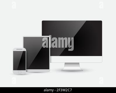 Appareil moderne : moniteur, ordinateur, téléphone, tablette Illustration de Vecteur