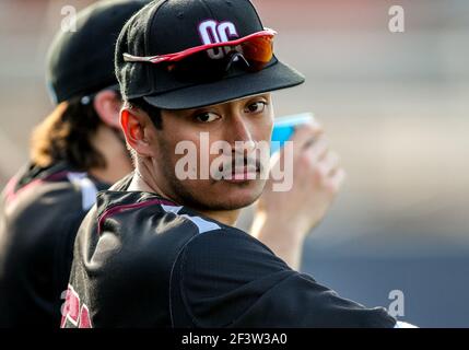 Edmond, OK, États-Unis. 16 mars 2021. Kanaikai Gaughen, outfielder chrétien d'Oklahoma (50) lors d'un match de baseball entre les Oklahoma Christian Eagles et les Central Oklahoma Bronchos au stade Wendell Simmons Field à Edmond, OK. Gray Siegel/CSM/Alamy Live News Banque D'Images