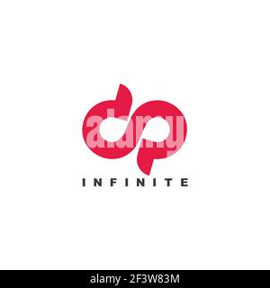 lettre simple dp symbole infini courbes design boucle logo vecteur Illustration de Vecteur