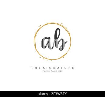 AB lettre initiale écriture manuscrite et logo de signature. Un concept d'écriture manuscrite logo initial avec élément de modèle. Illustration de Vecteur