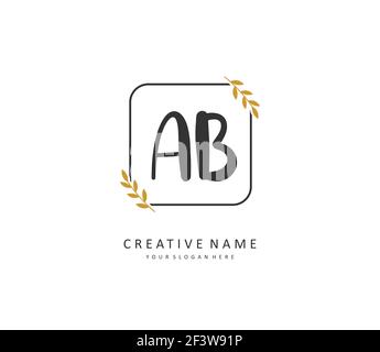 AB lettre initiale écriture manuscrite et logo de signature. Un concept d'écriture manuscrite logo initial avec élément de modèle. Illustration de Vecteur