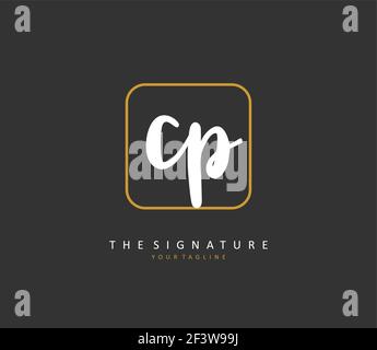 CP lettre initiale écriture manuscrite et logo de signature. Un concept d'écriture manuscrite logo initial avec élément de modèle. Illustration de Vecteur