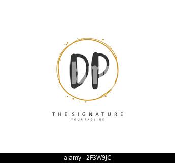 DP lettre initiale écriture manuscrite et logo de signature. Un concept d'écriture manuscrite logo initial avec élément de modèle. Illustration de Vecteur