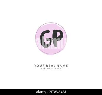 GP lettre initiale écriture manuscrite et logo de signature. Un concept d'écriture manuscrite logo initial avec élément de modèle. Illustration de Vecteur