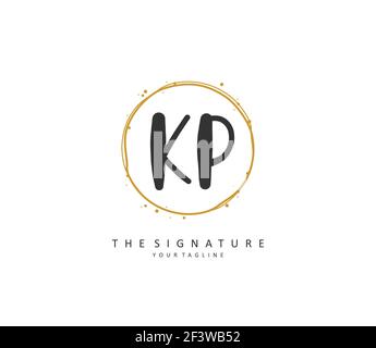 KP lettre initiale écriture manuscrite et logo de signature. Un concept d'écriture manuscrite logo initial avec élément de modèle. Illustration de Vecteur