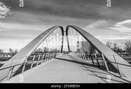 Pont piétonnier, parc de Prince's Island, Calgray, Alberta, Canada Banque D'Images