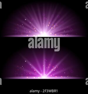 Spot Putple. Éclairage lumineux avec spots de la scène sur fond transparent. Illustration de Vecteur
