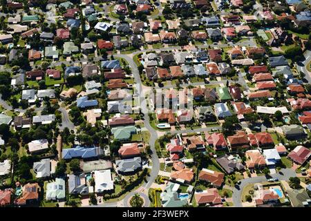 Vues aériennes de la banlieue sud de Brisbane, Australie. Banque D'Images