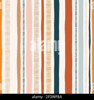 Lignes et rayures naturelles texturées fantaisie dessinées à la main, motif vectoriel sans couture. Motif géométrique abstrait Doodle. Griboussettes. Illustration de Vecteur