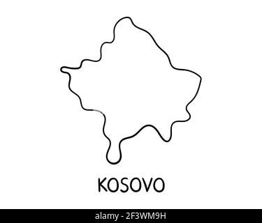 Illustration de la carte du Kosovo dessinée à la main Banque D'Images