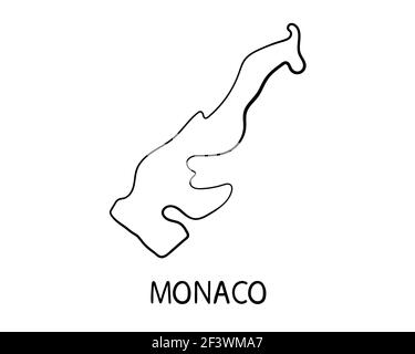 Illustration de la carte de Monaco dessinée à la main Banque D'Images