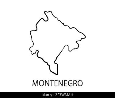 Illustration de la carte du Monténégro dessinée à la main Banque D'Images