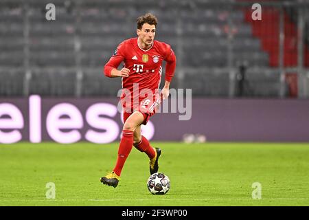 Munich, Allemagne. 17 mars 2021. Firo: 17.03.2021, football, football, Ligue des champions, Saison 2020/2021, tour de 16, jeu retour, FC Bayern Munich - Lazio ROM Leon Goretzka, geste | usage dans le monde crédit: dpa/Alay Live News Banque D'Images