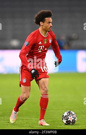 Munich, Allemagne. 17 mars 2021. Firo: 17.03.2021, football, football, Ligue des champions, Saison 2020/2021, tour de 16, jeu retour, FC Bayern Munich - Lazio ROM Leroy Sane (Bayern), action individuelle | utilisation dans le monde crédit: dpa/Alay Live News Banque D'Images