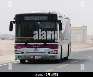 Vue sur Metro Link Shuttle bus Service à Doha, Qatar Banque D'Images