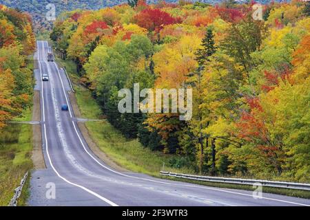 Couleurs d'automne le long de HighwayUpper Penninsular, Michigan USA LA004353 Banque D'Images