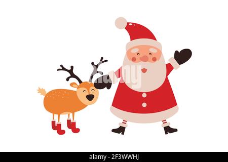 Illustration vectorielle de la mascotte ou du personnage mignon du Père Noël isolé sur fond blanc. Style plat. Illustration de Vecteur