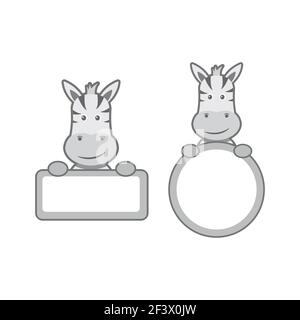 Tête de zèbre avec ambiance gaie sur fond blanc Illustration de Vecteur