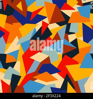 Motif abstrait chaotique sans couture avec formes géométriques simples Illustration de Vecteur