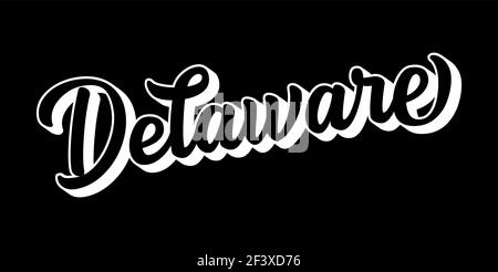 Texte DELAWARE esquissé à la main. Vintage 3D, lettrage rétro pour affiche, autocollant, prospectus, en-tête, carte, vêtements, vêtements Illustration de Vecteur